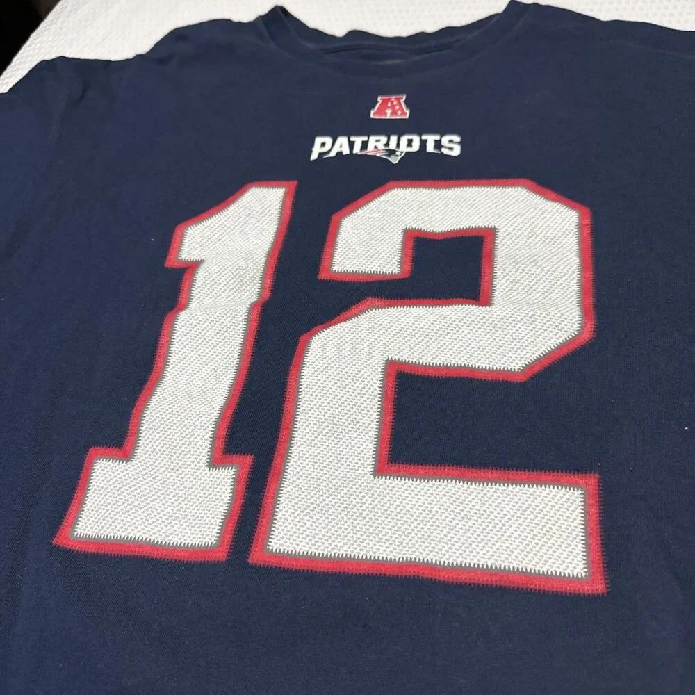 Tom Brady #12 Nike New England Patriots Jersey T Shirt Adult XLarge Blue